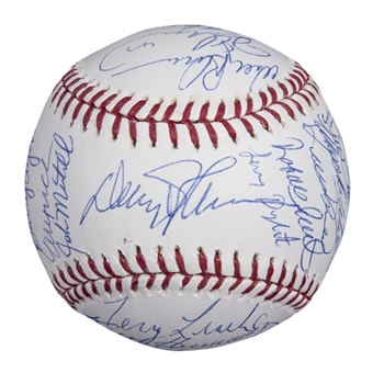 1986 New York Mets World Series Champion Team Signed OML Selig Baseball With 30 Signatures Including Carter, Hernandez, Strawberry & Gooden (PSA/DNA MINT 9.5)